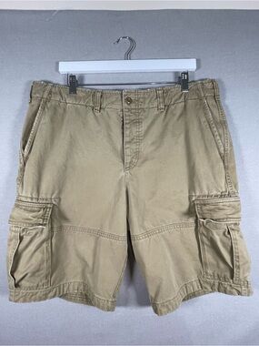 Vintage Y2K Abercrombie & Fitch Men's Cargo Shorts Khaki Tan Heavy Twill Size 36